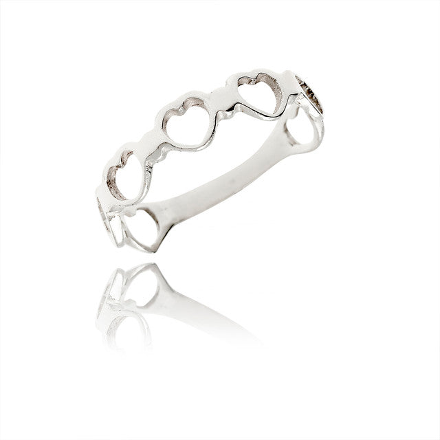 SILVER HEARTS RING