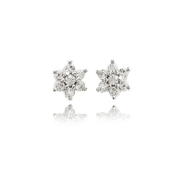 SILVER ZIRCONIA FLOWER EARRING