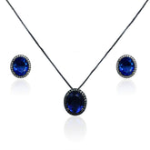 CONJUNTO BRINCO E COLAR OVAL CRISTAL E ZIRCÔNIAS