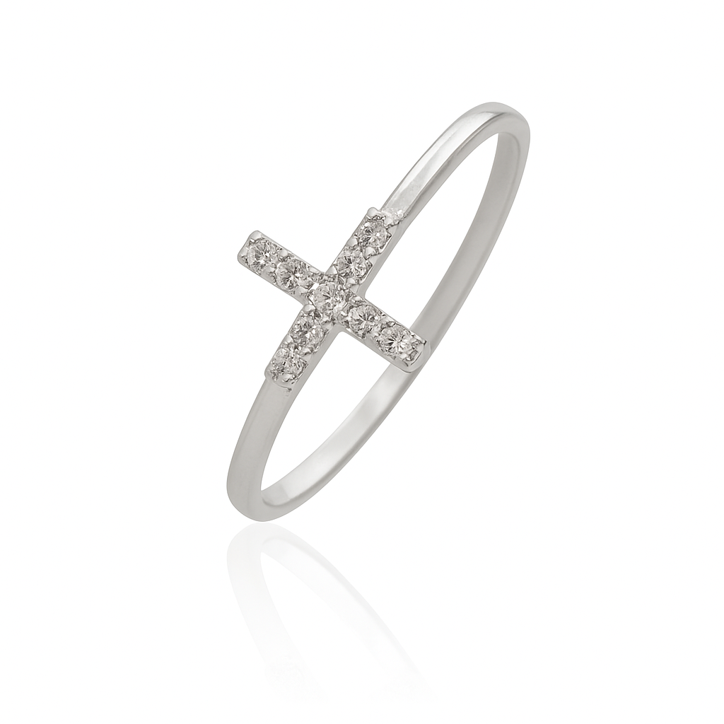 ANEL DE PRATA CRUZ CRAVEJADA