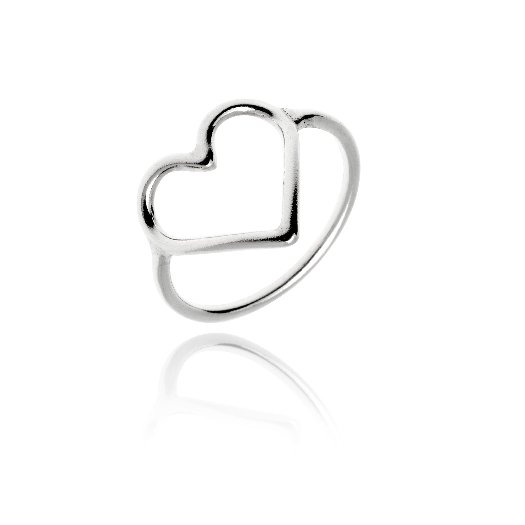 SILVER HEART WIRE RING