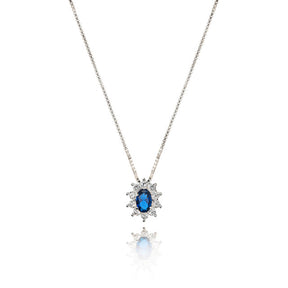 OVAL CRYSTAL SILVER NECKLACE