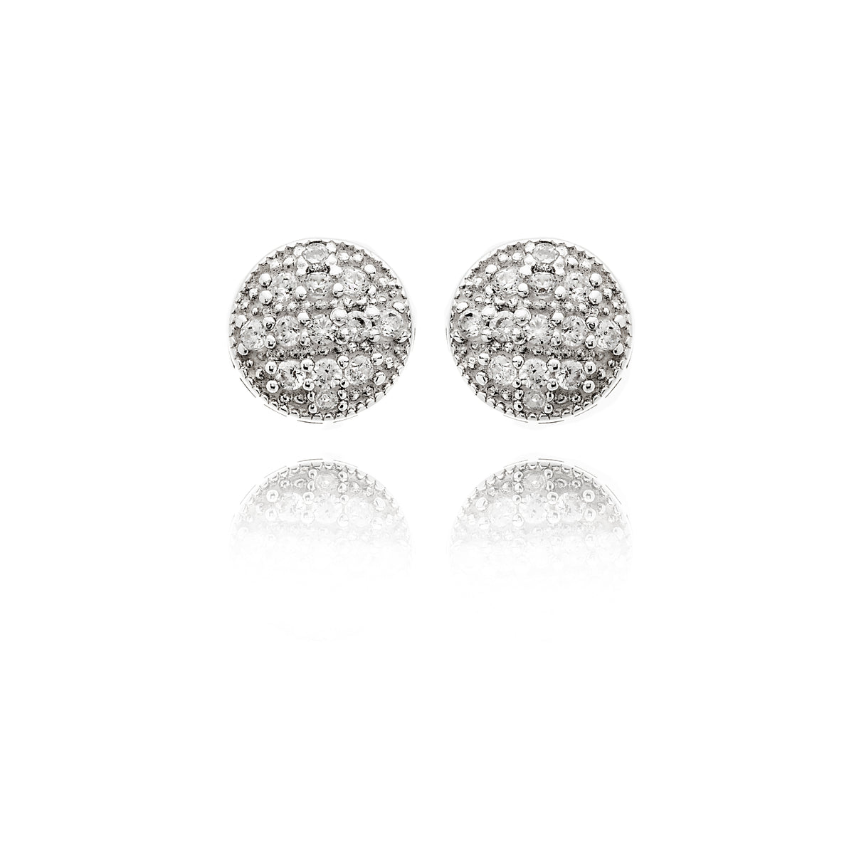 SILVER DOMBED ZIRCONIA EARRING