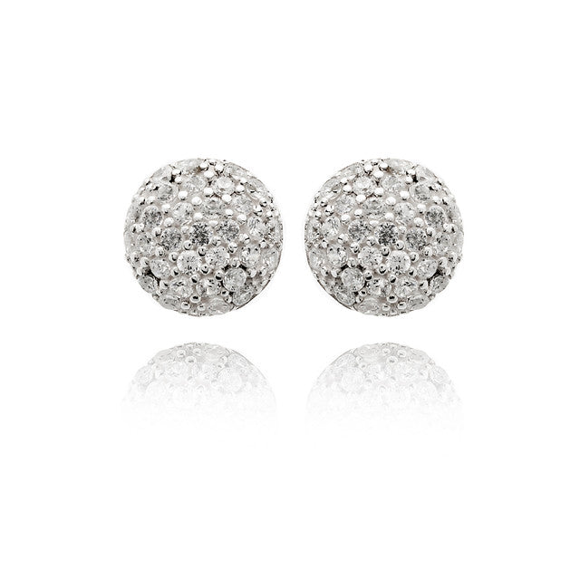 SILVER ROUND ZIRCONIA EARRING