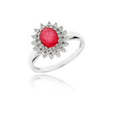 ROUND CRYSTAL SILVER RING