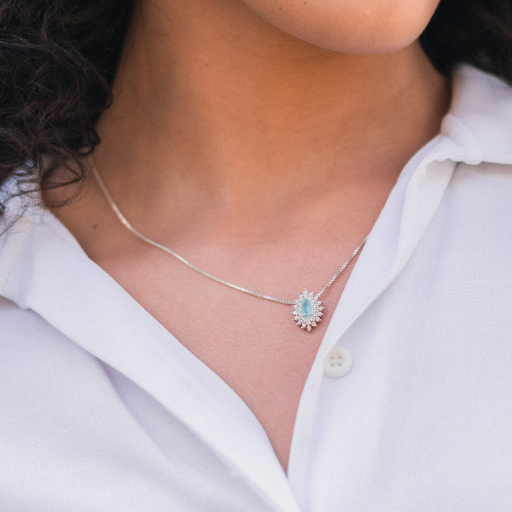 SILVER CRYSTAL LOSANGE NECKLACE