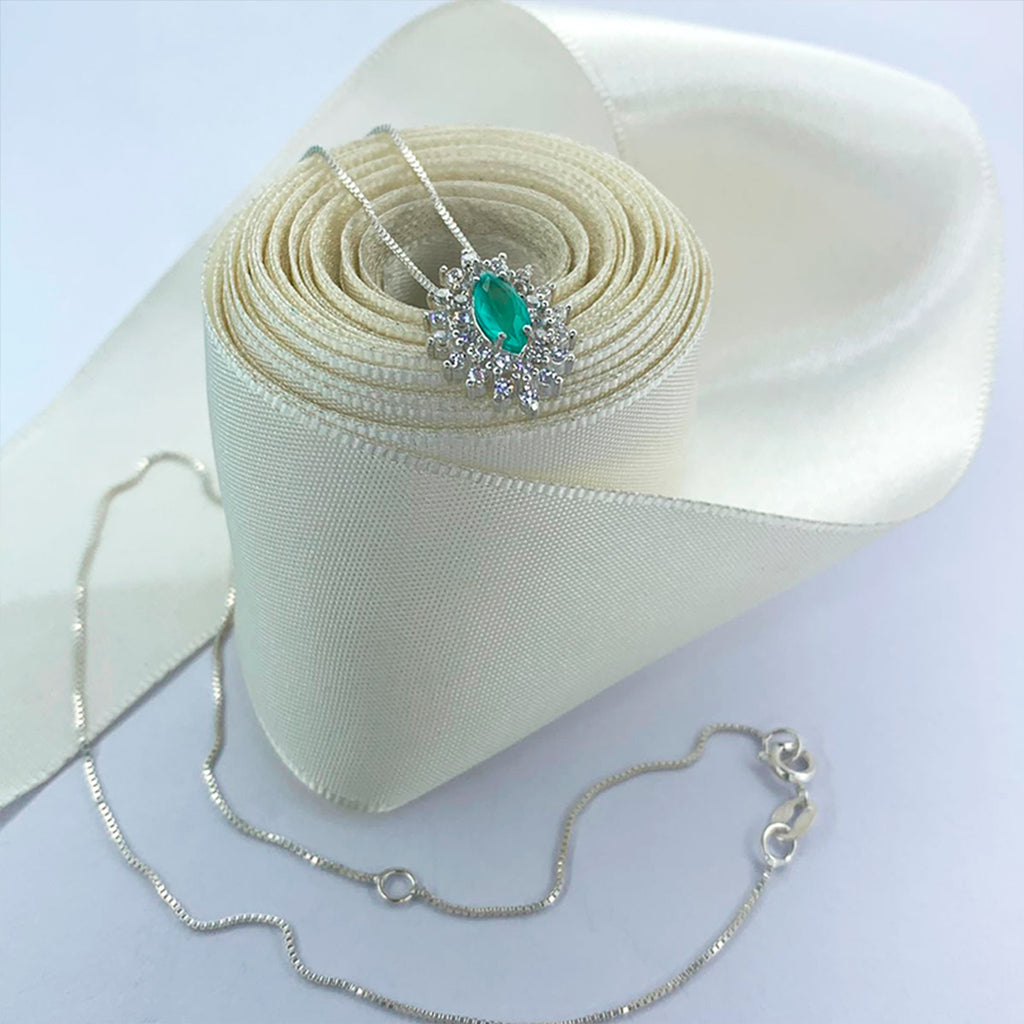 SILVER CRYSTAL LOSANGE NECKLACE