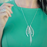 SILVER BUTTERFLY WING NECKLACE WITH STRINGS