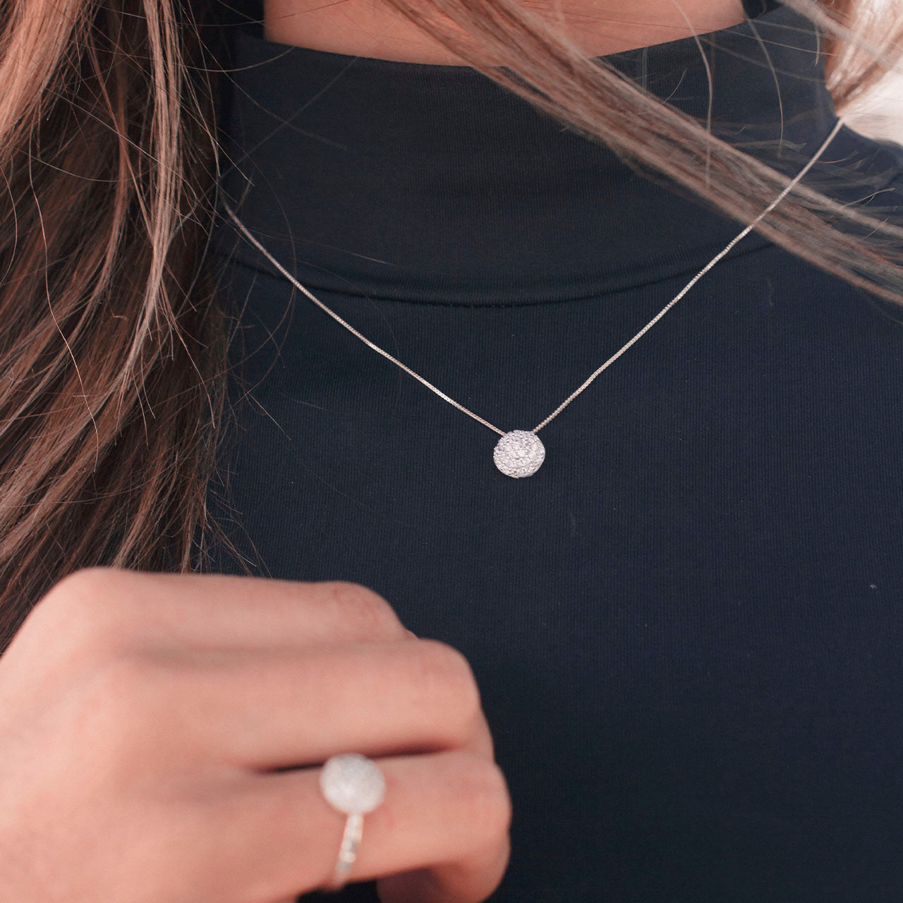 SILVER ROUND ZIRCONIA NECKLACE