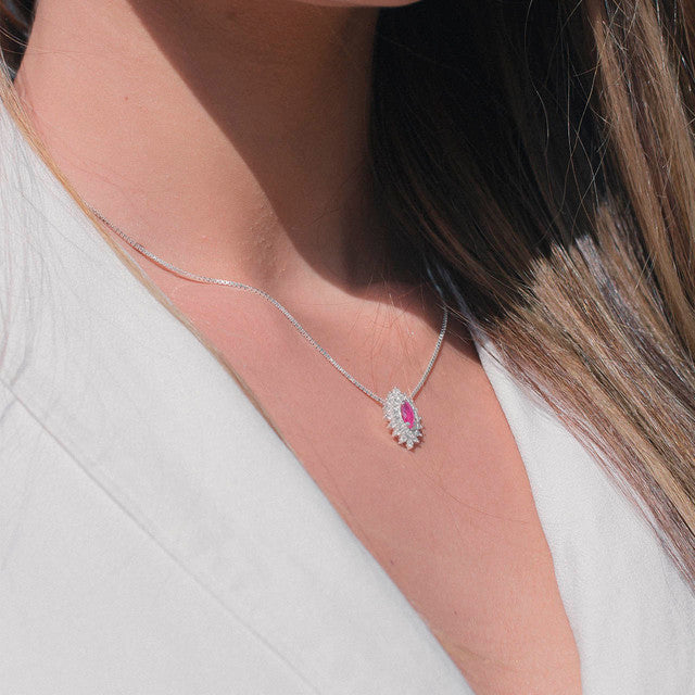 SILVER CRYSTAL LOSANGE NECKLACE