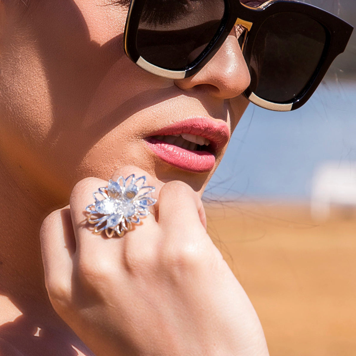 DAISY FLOWER SILVER RING