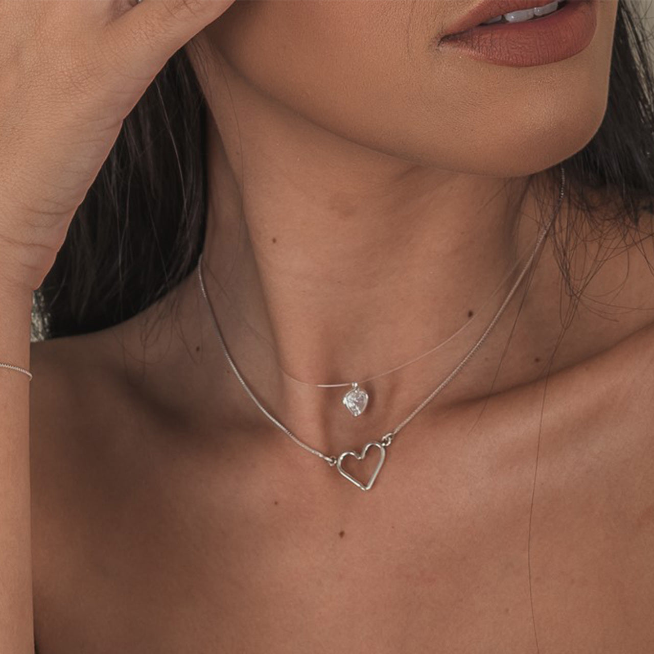 SILVER POINT OF LIGHT HEART NECKLACE