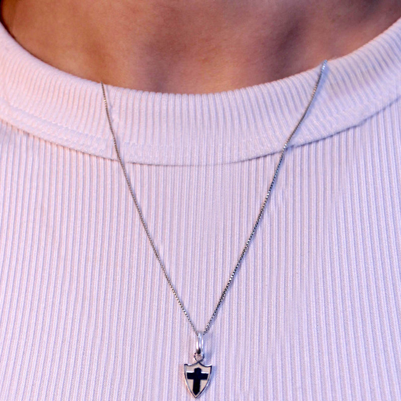 COLAR CRUZ DE SAVOIA PALMEIRAS 50/60CM PRATA 925 OFICIAL