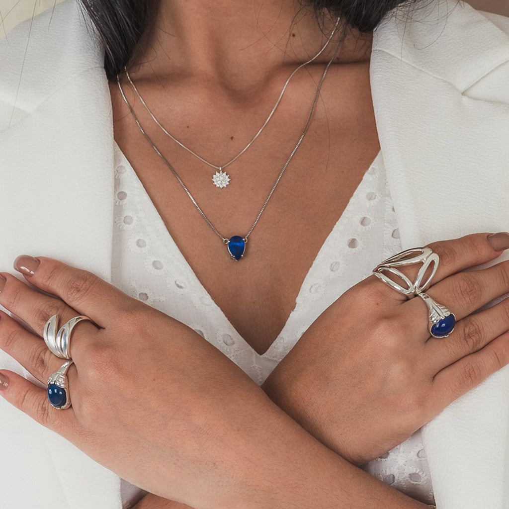 THREE-LINK OVAL SILVER RING