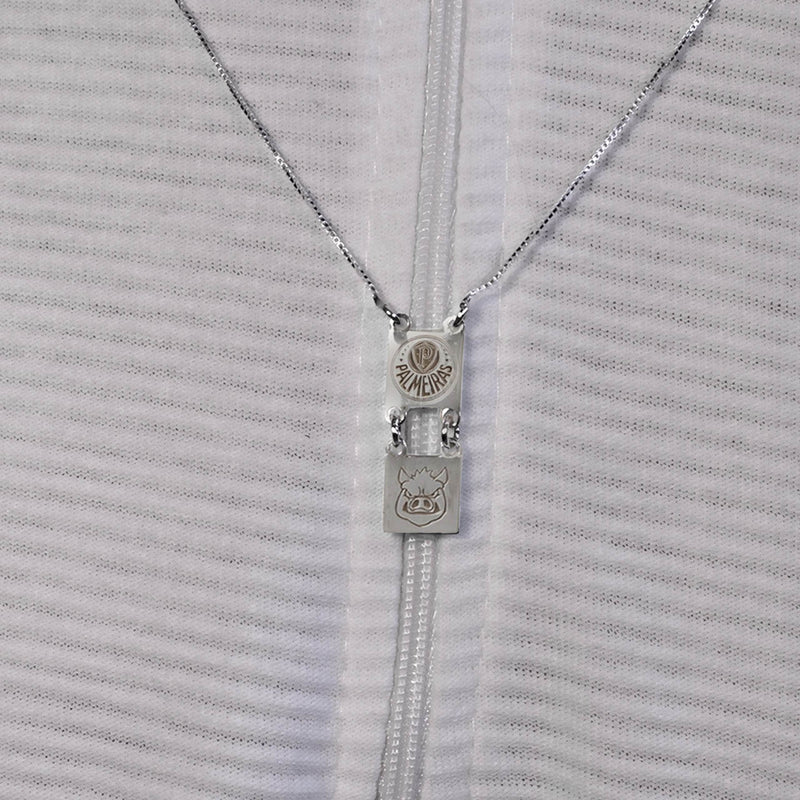 ESCAPULÁRIO PALMEIRAS MASCOTE PORCO GOBATTO PRATA 925 OFICIAL