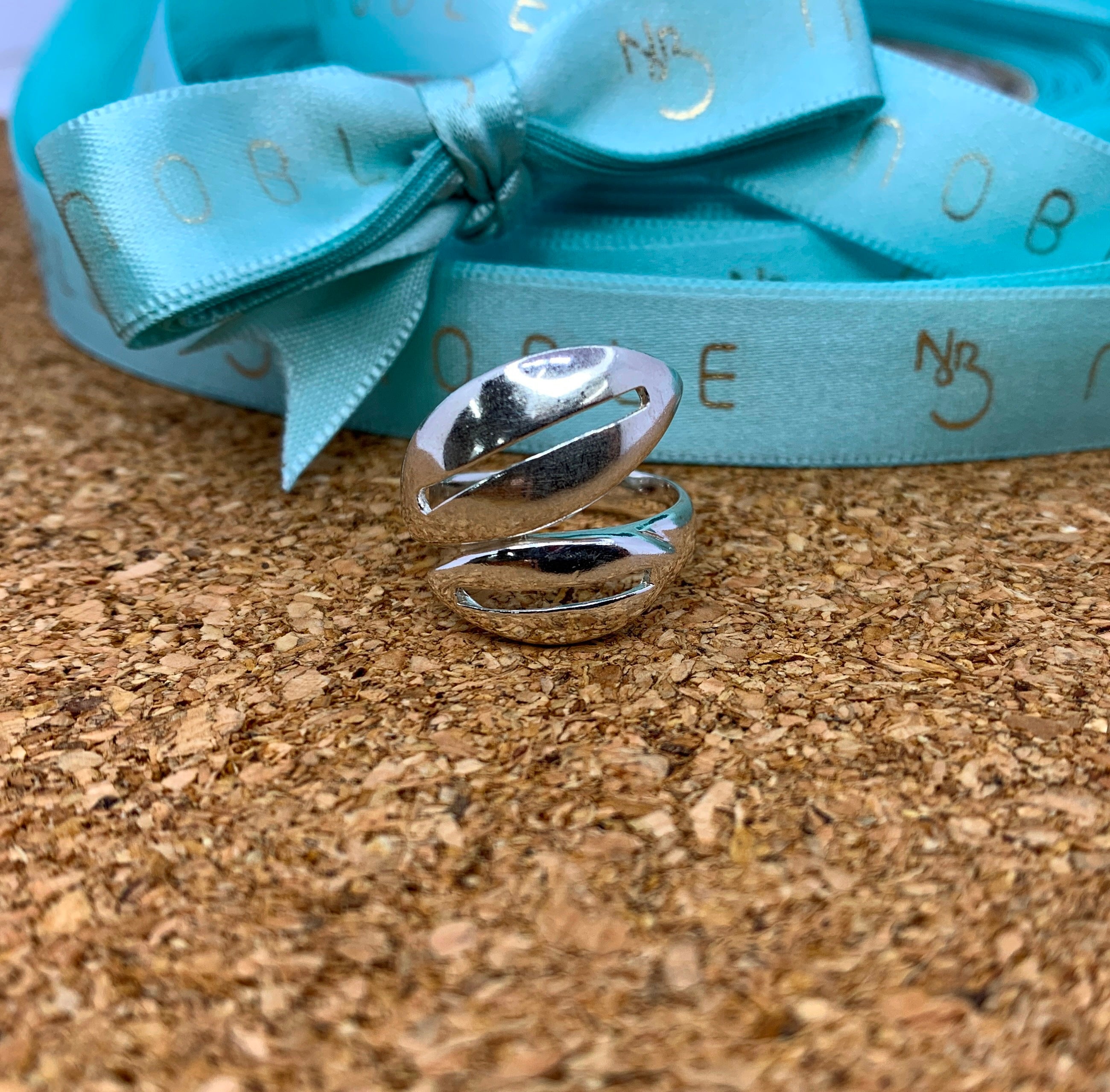 TWO LEAF SILVER RING