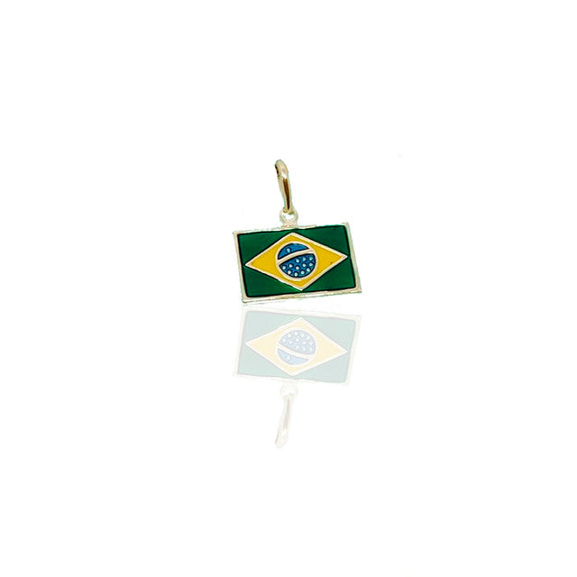 PINGENTE FOLHEADO BANDEIRA DO BRASIL