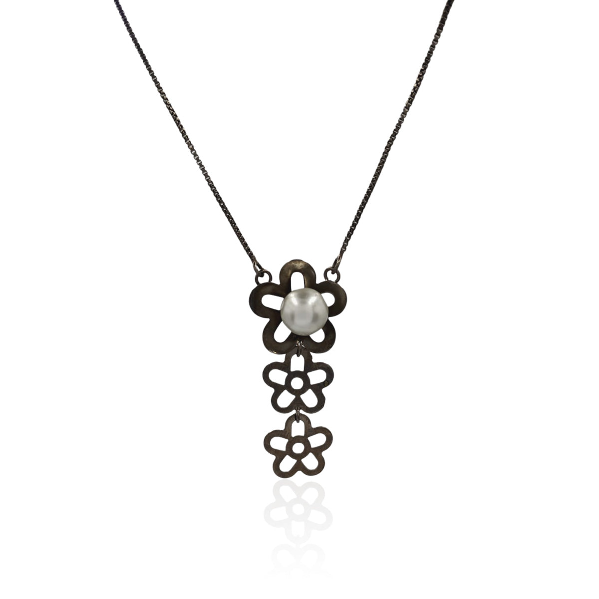 COLAR FOLHEADO FLOR PÉROLA