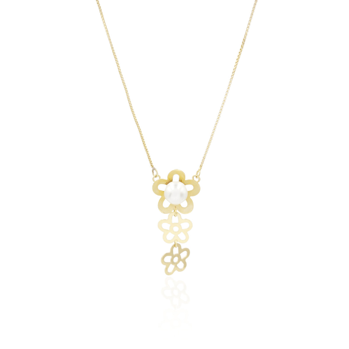 COLAR FOLHEADO FLOR PÉROLA