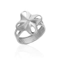 SILVER LEAKED ZIRCONIA FLOWER RING