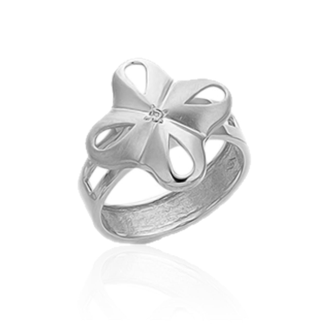 SILVER LEAKED ZIRCONIA FLOWER RING