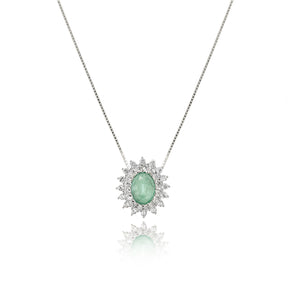SILVER ROUND CRYSTAL NECKLACE