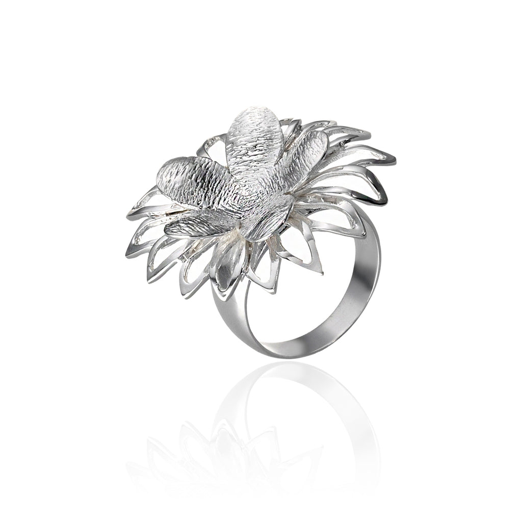 DAISY FLOWER SILVER RING