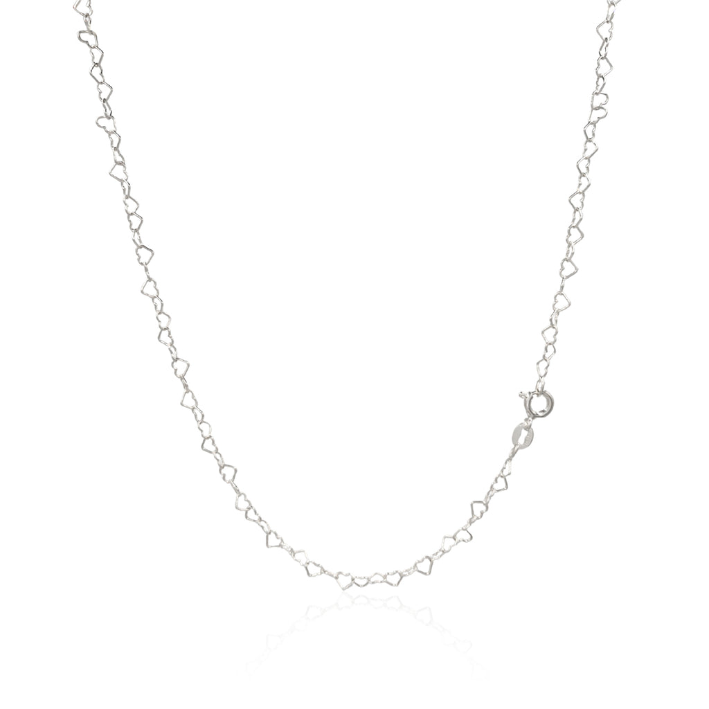 CORDÃO DE PRATA EM ELOS DE CORAÇÕES