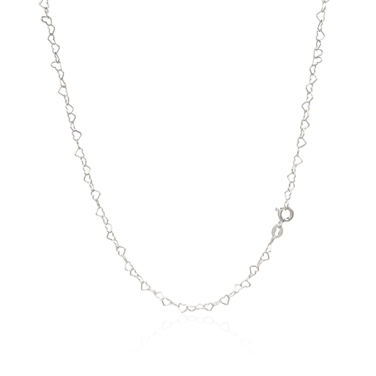 CORDÃO DE PRATA EM ELOS DE CORAÇÕES