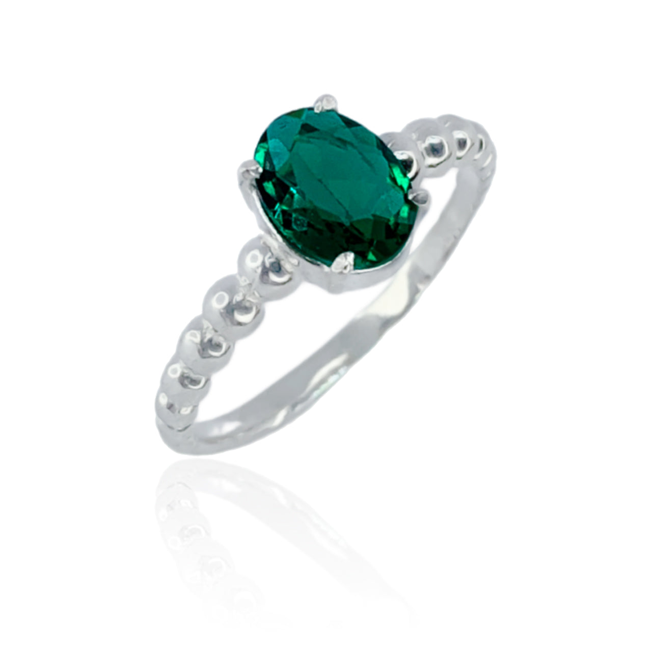 ANEL OVAL VERDE BOLINHA