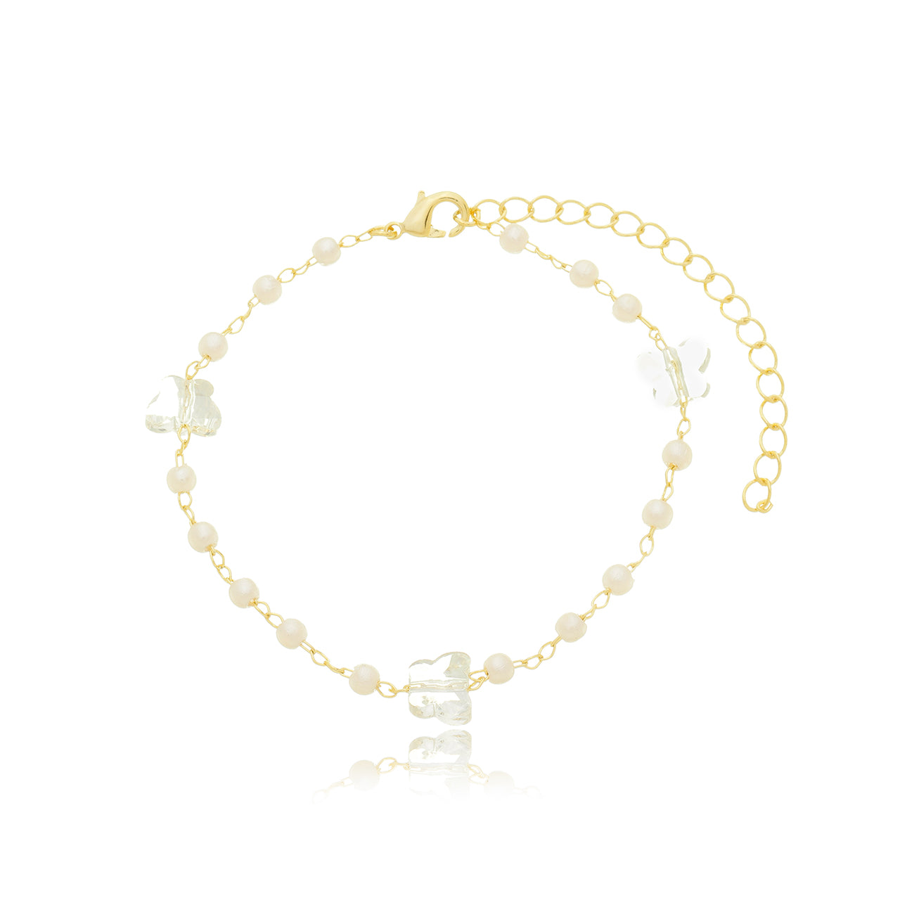 PULSEIRA BORBOLETA COM PEROLAS
