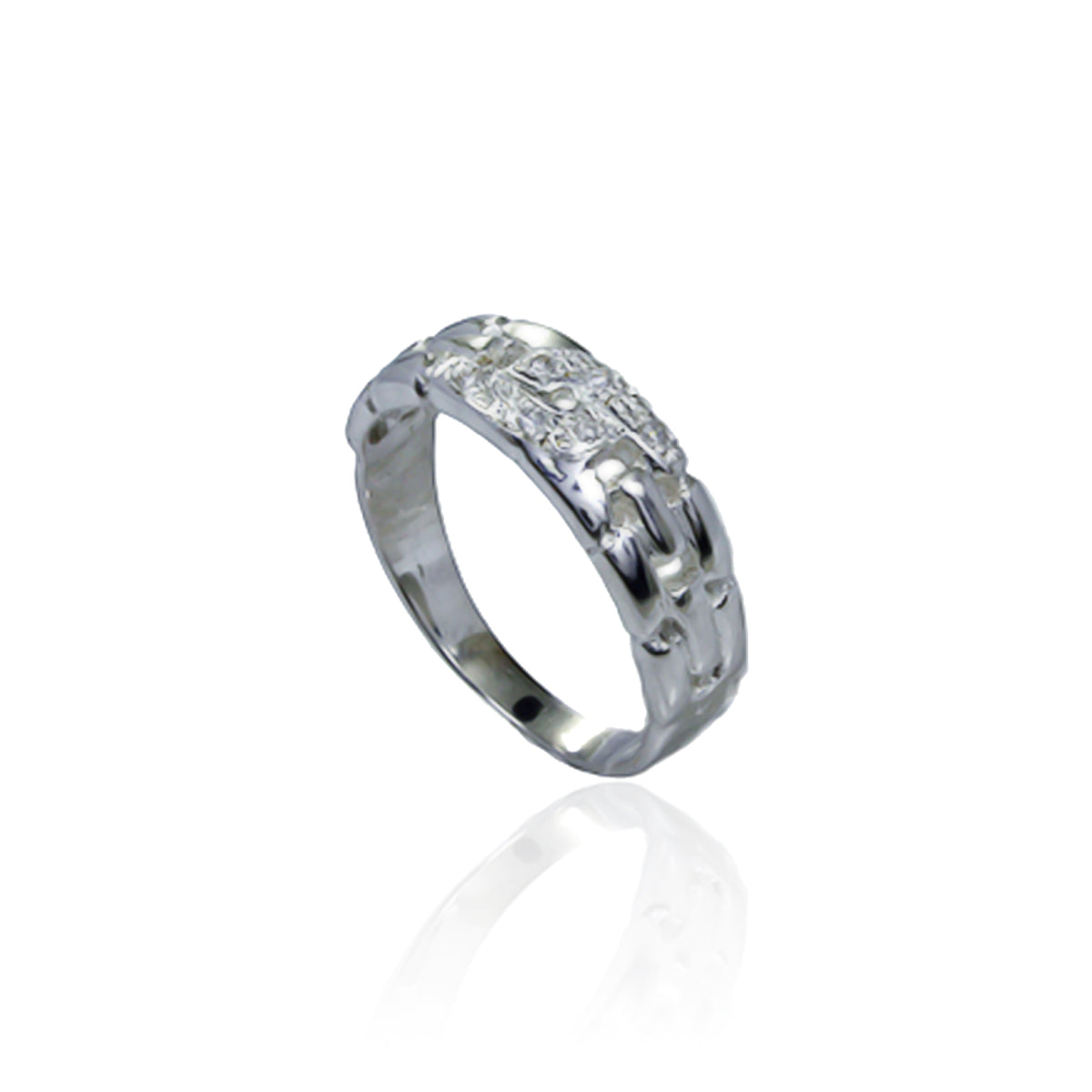 SILVER RING WITH CHAIN ​​AND ZIRCONIA DETAIL
