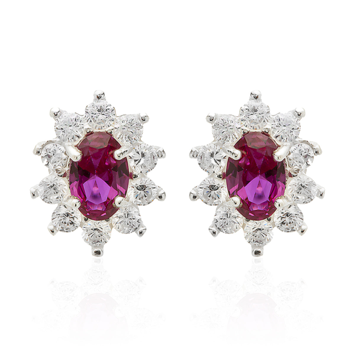 OVAL CRYSTAL SILVER EARRING