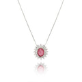 SILVER ROUND CRYSTAL NECKLACE