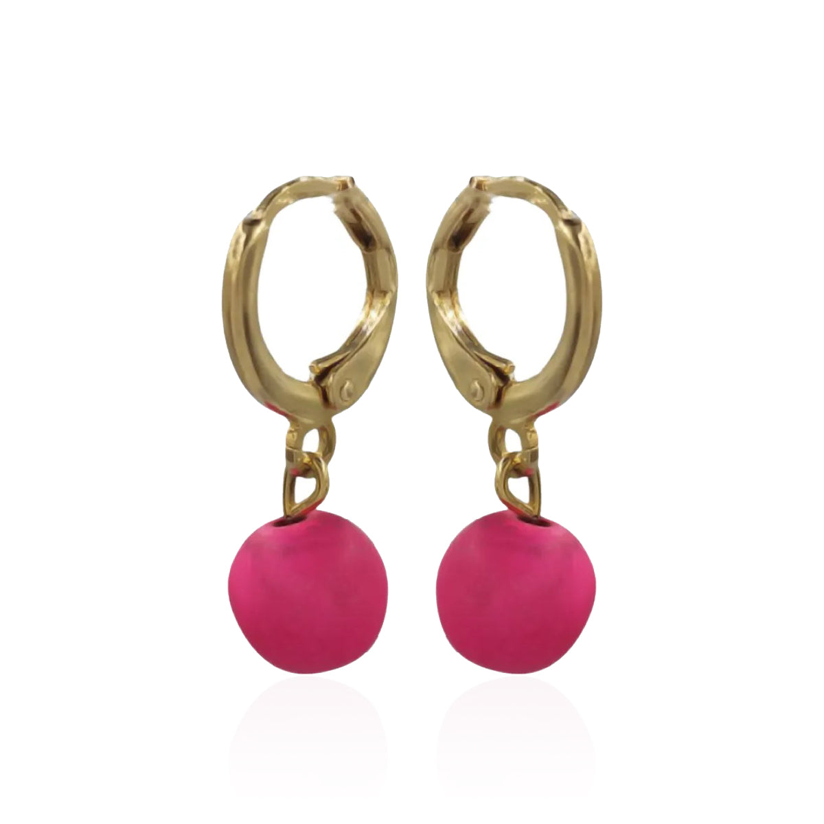 ARGOLA FOLHEADA BOLINHA PINK