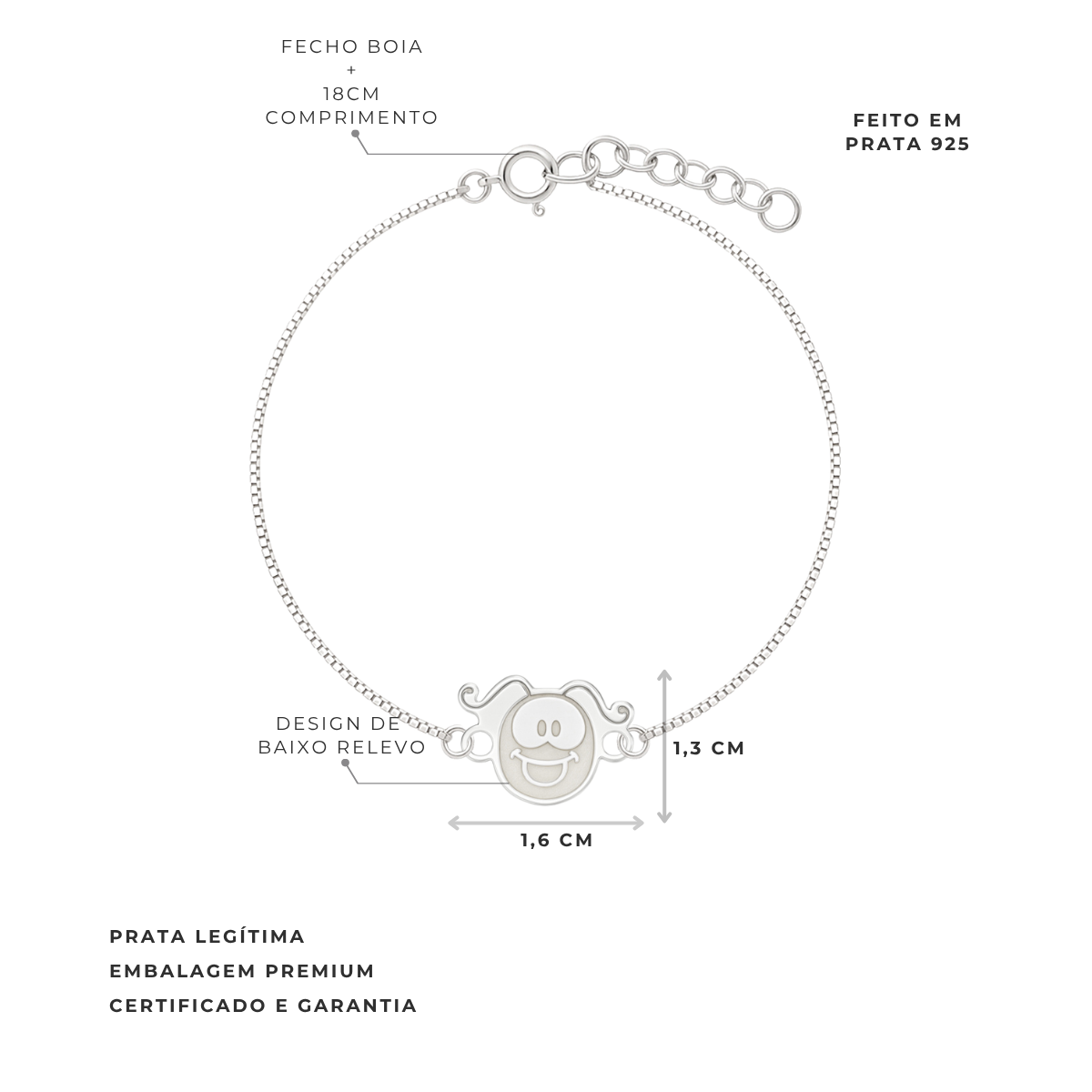 PULSEIRA DE PRATA SMILINGUIDO ROSTINHO