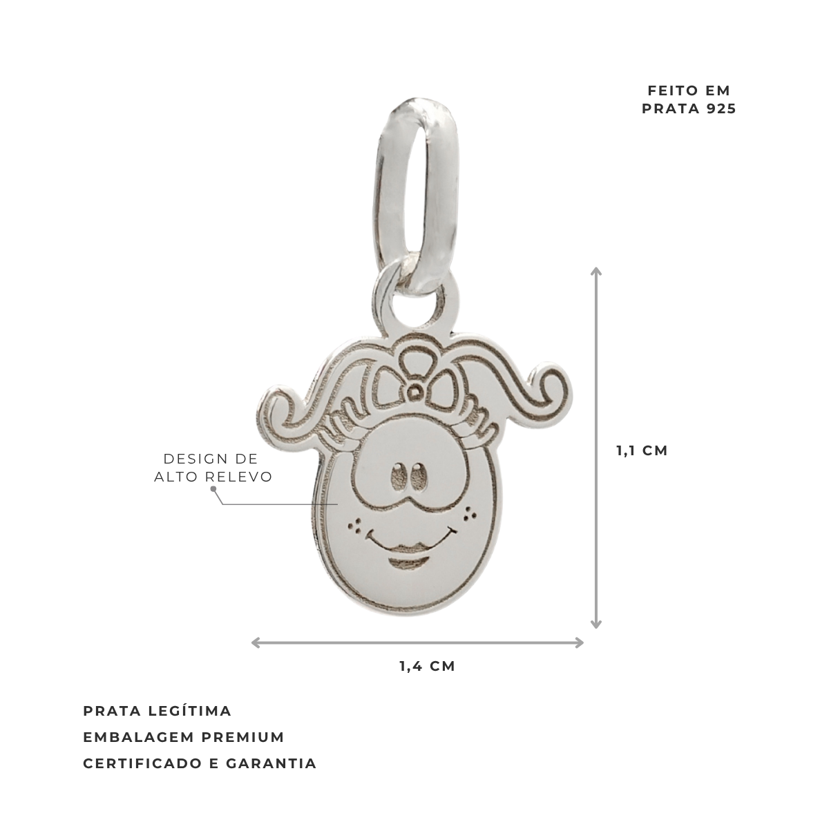 PINGENTE DE PRATA FANIQUITA SORRINDO