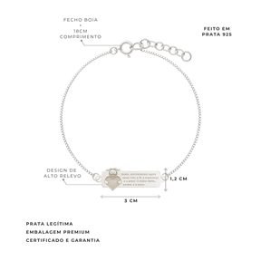 PULSEIRA DE PRATA PLACA SMILINGUIDO CORAÇÃO VERSICULO