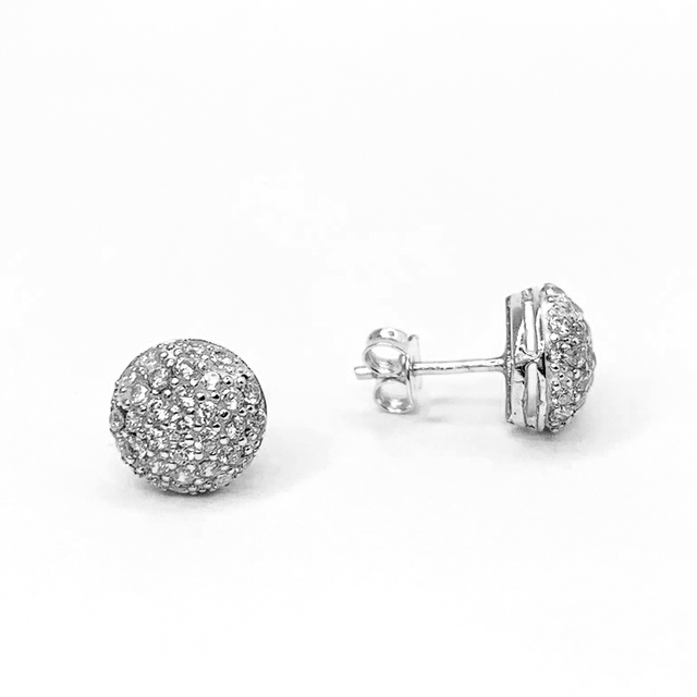 SILVER ROUND ZIRCONIA EARRING