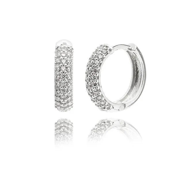 DOMED SILVER ZIRCONIA HOOP
