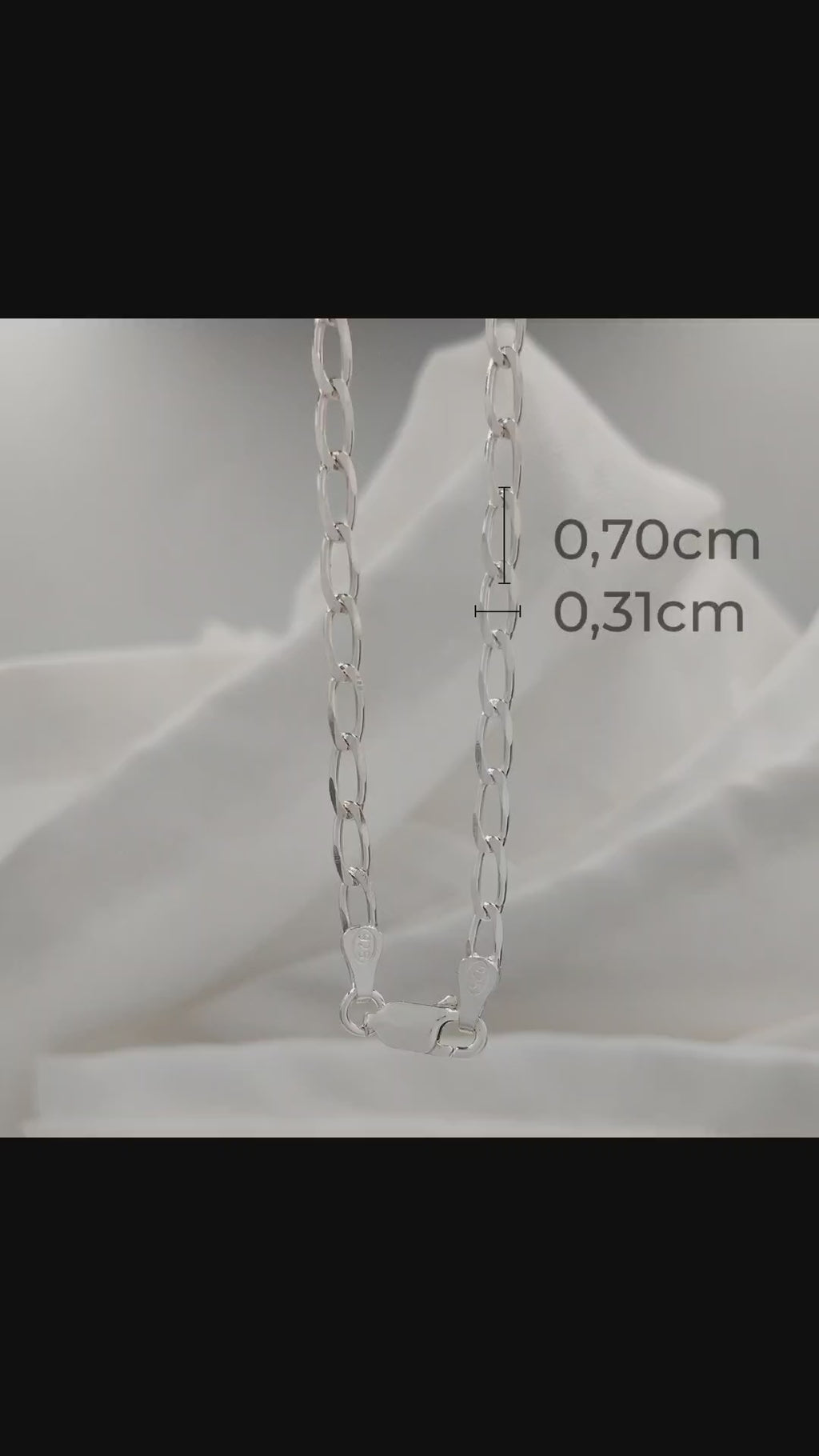 PULSEIRA DE PRATA GROUMET ELOS ALONGADOS