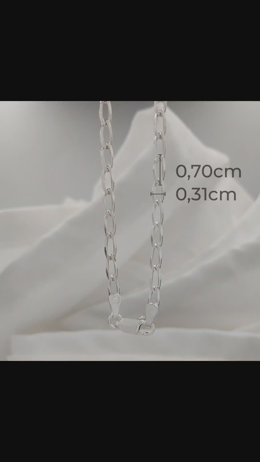 PULSEIRA DE PRATA GROUMET ELOS ALONGADOS